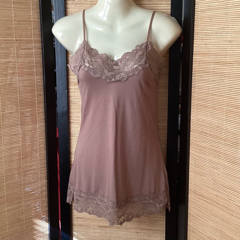 💗 Vintage ANGELS Lace Camisole Sz M NWOT cocoa brown Y2K